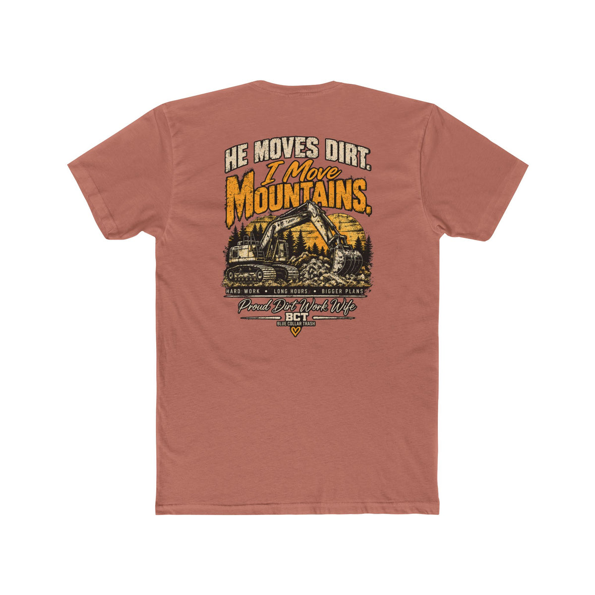 Dirt work wife tee with vintage excavator graphic by Blue Collar Trash