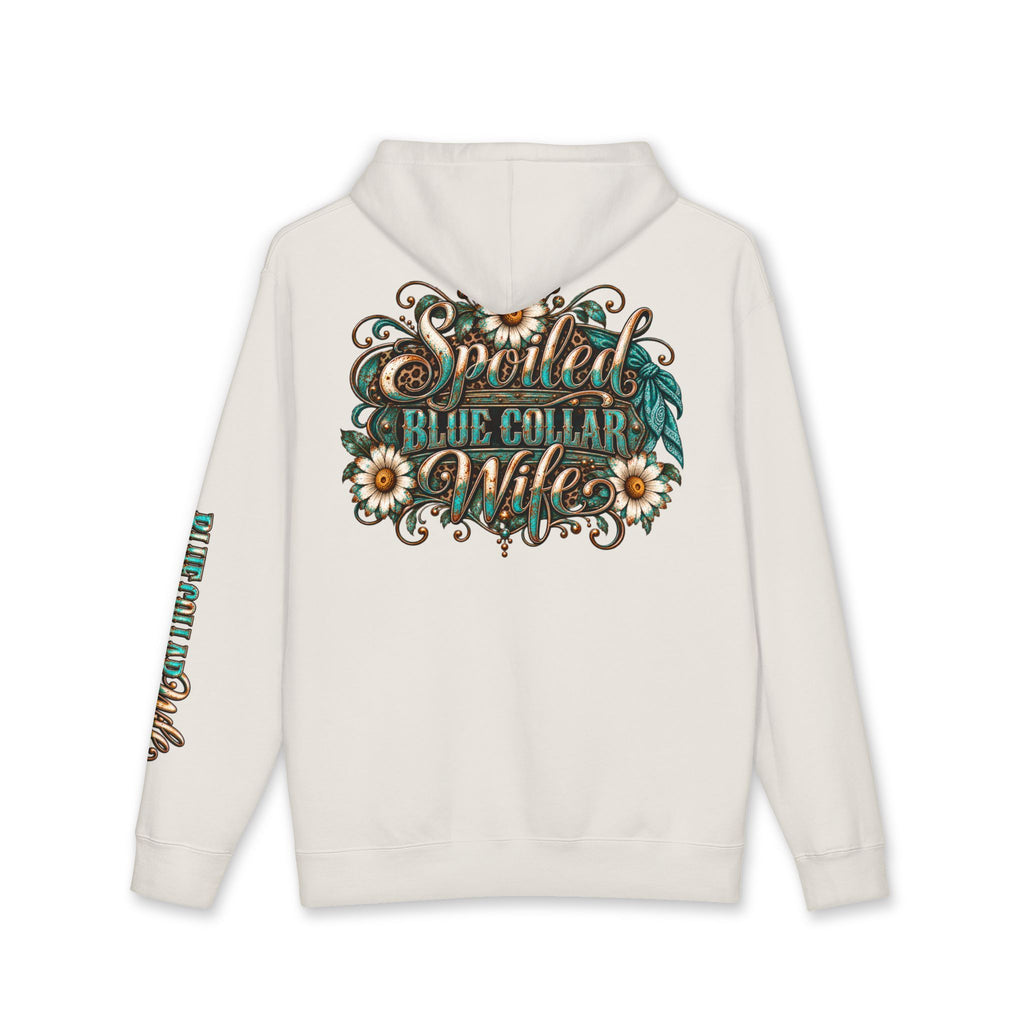 Spoiled Blue Collar Wife Hooded Sweatshirt | Floral Rustic Back Design