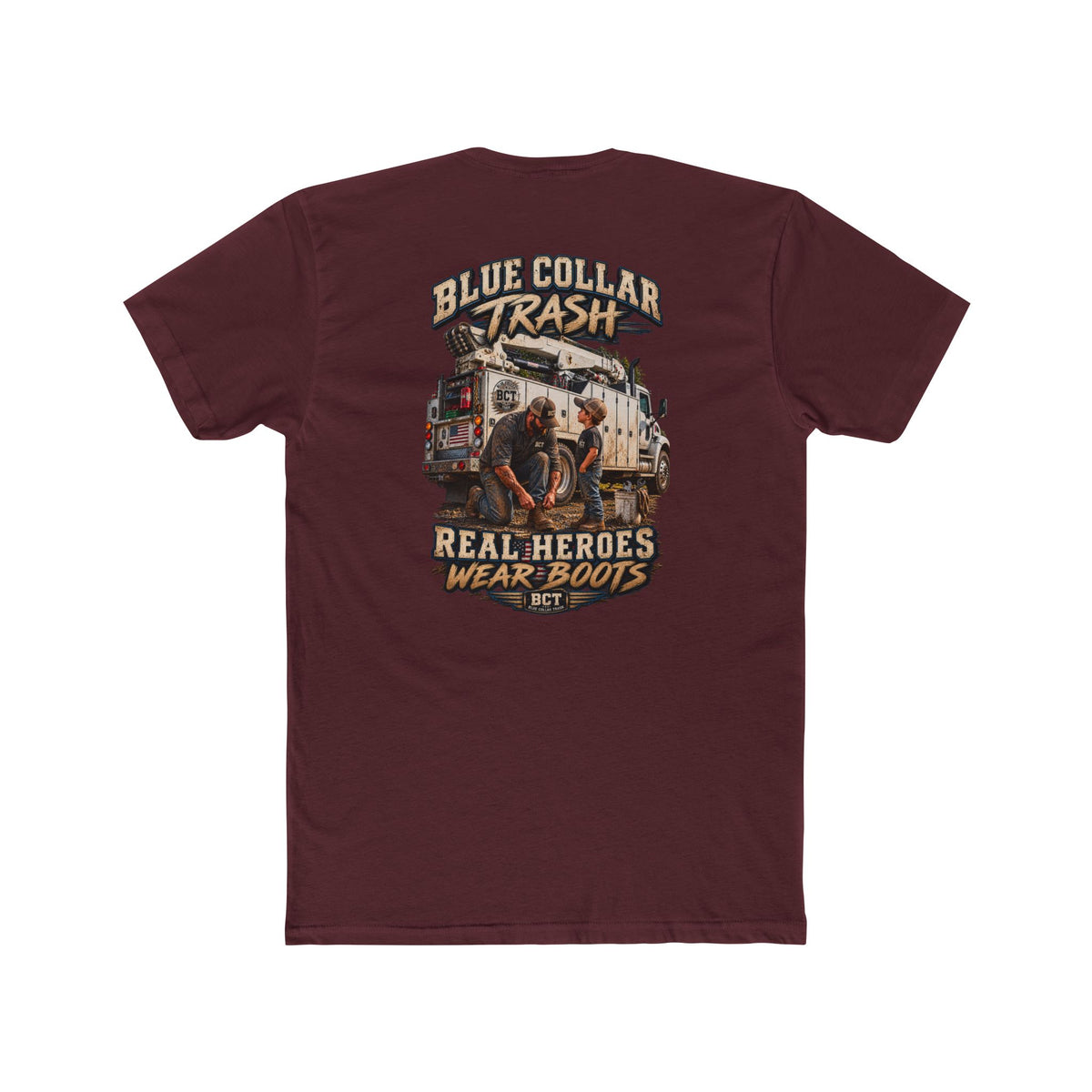 Real Heroes Wear Boots | Blue Collar Dad & Mechanic Shirt