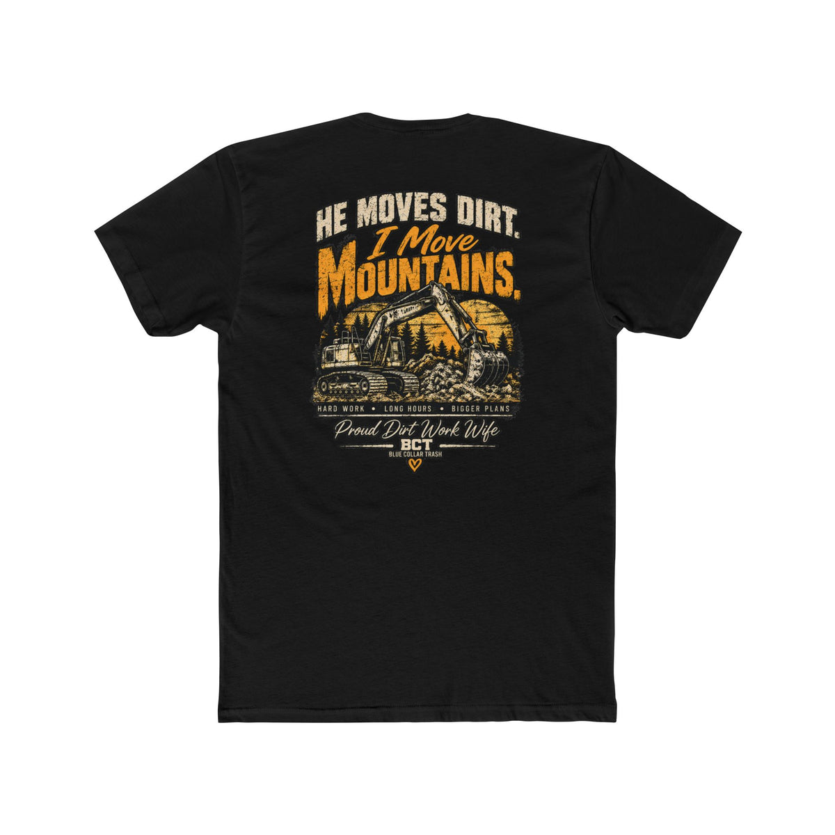 Dirt work wife tee with vintage excavator graphic by Blue Collar Trash
