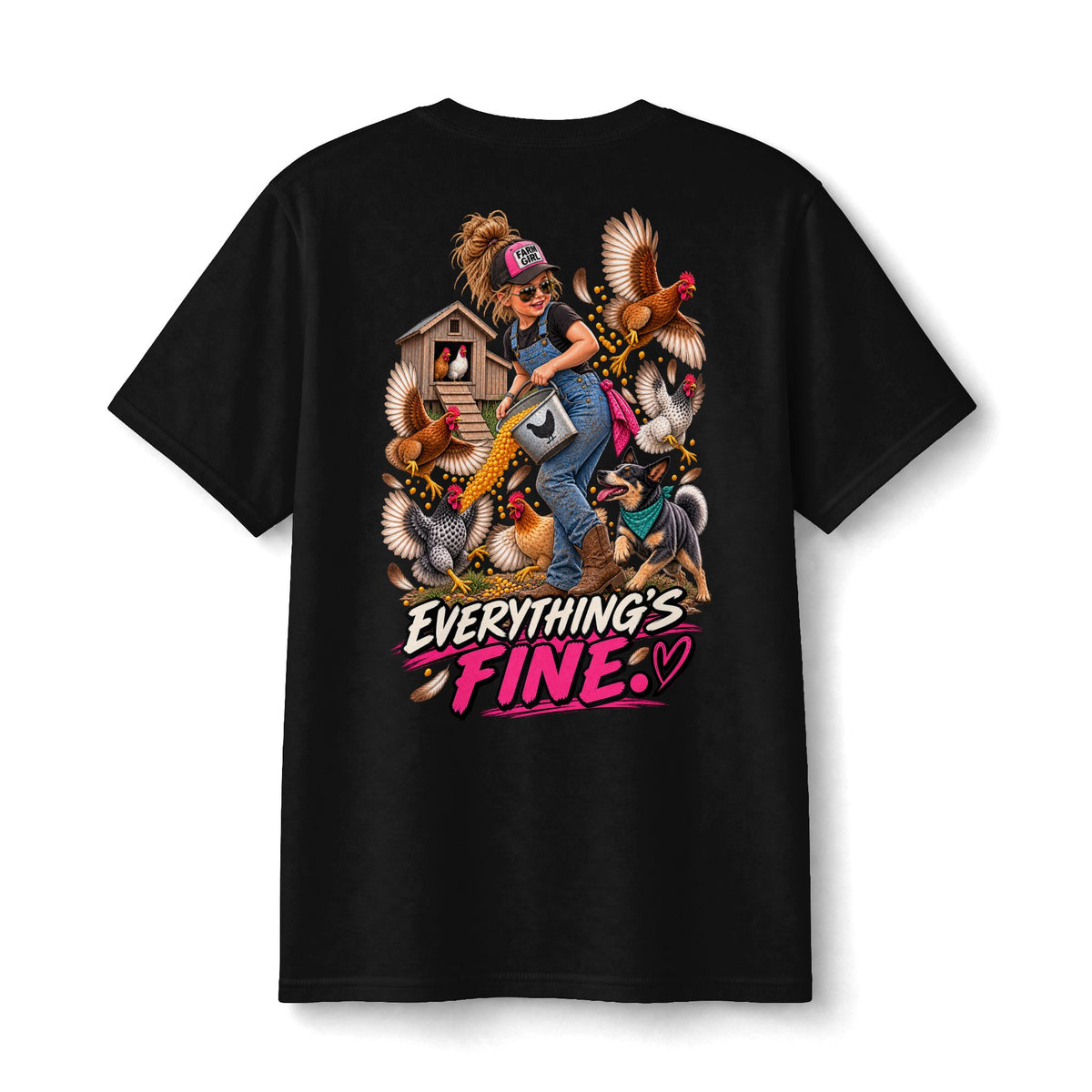 Everything’s Fine Chicken Chaos Kids Shirt | Funny Farm Girl Tee