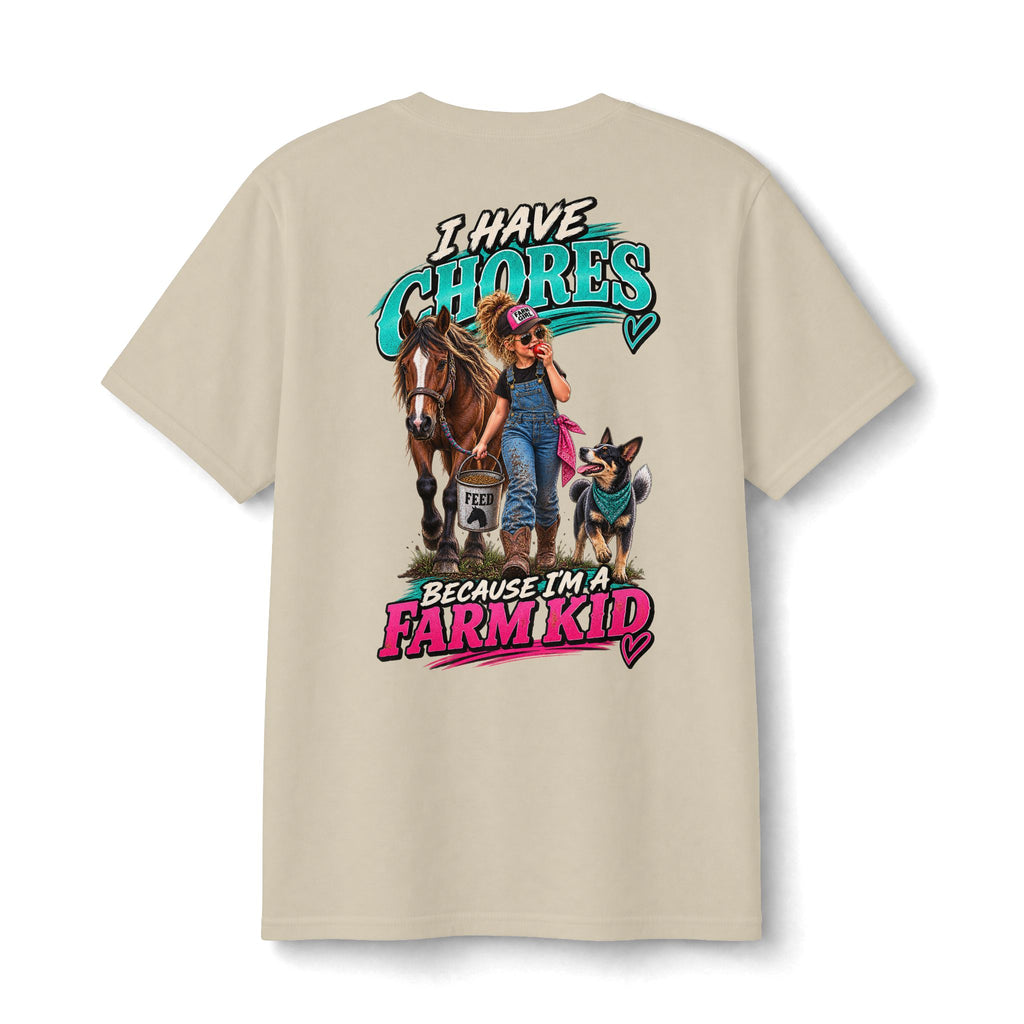I Have Chores Because I’m a Farm Kid Shirt | Girls Farm & Horse Tee