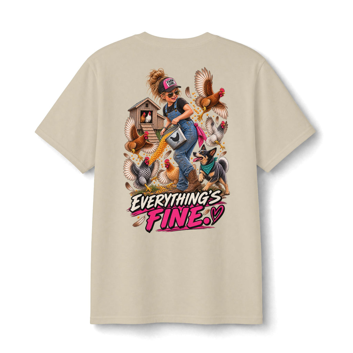 Everything’s Fine Chicken Chaos Kids Shirt | Funny Farm Girl Tee
