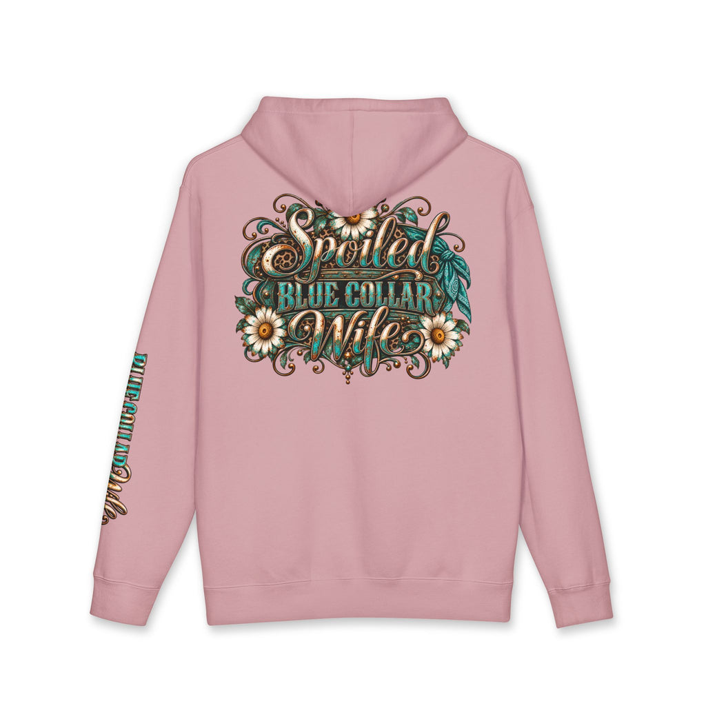 Spoiled Blue Collar Wife Hooded Sweatshirt | Floral Rustic Back Design