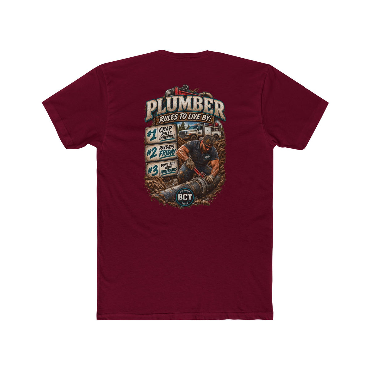Plumber Rules to Live By Shirt | Funny Plumber & Blue Collar Tee