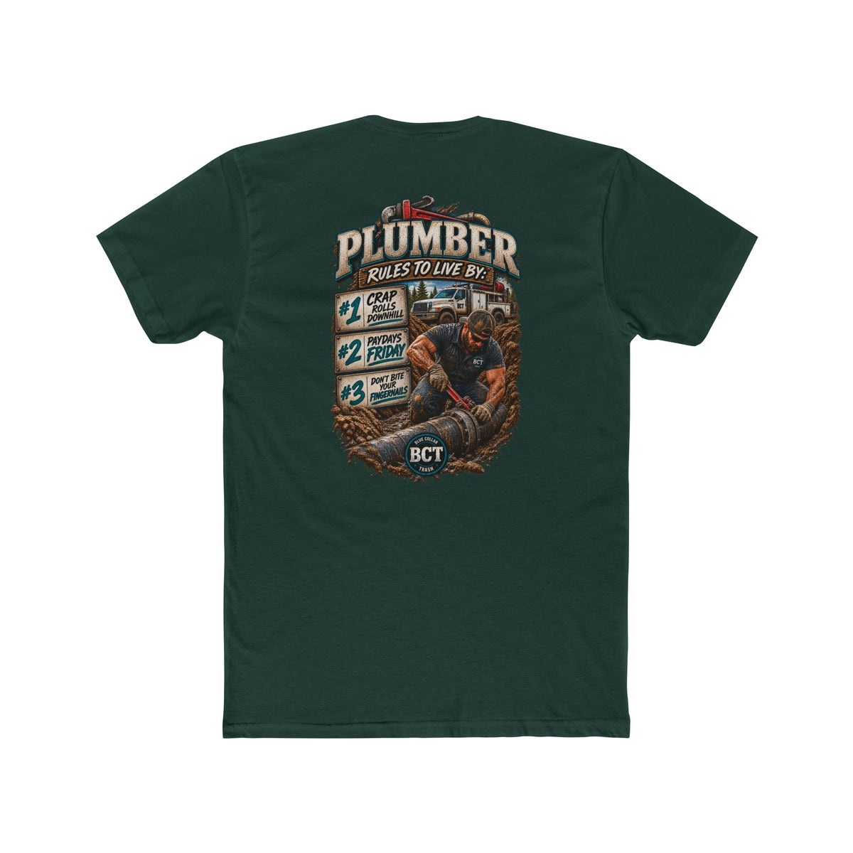 Plumber Rules to Live By Shirt | Funny Plumber & Blue Collar Tee