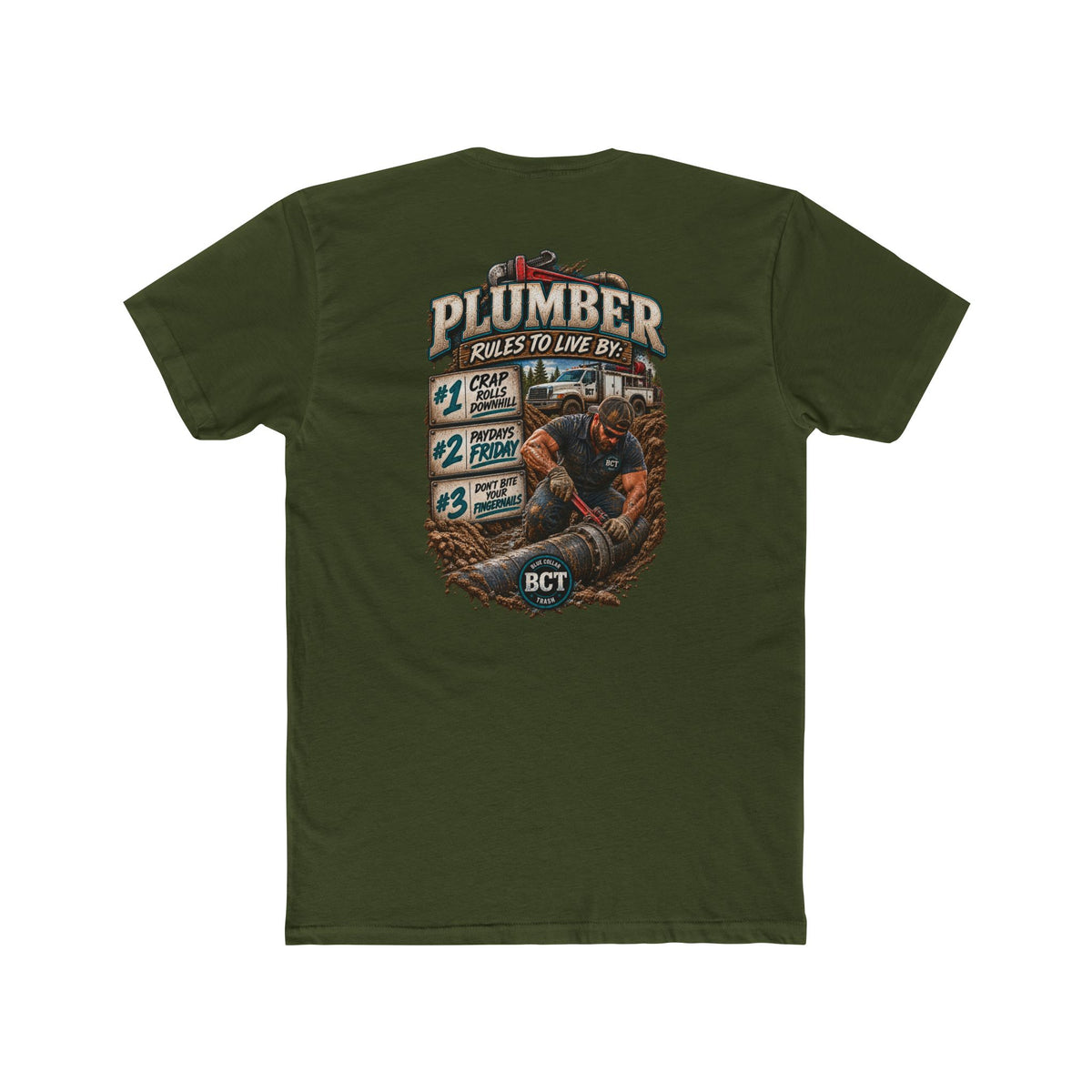 Plumber Rules to Live By Shirt | Funny Plumber & Blue Collar Tee