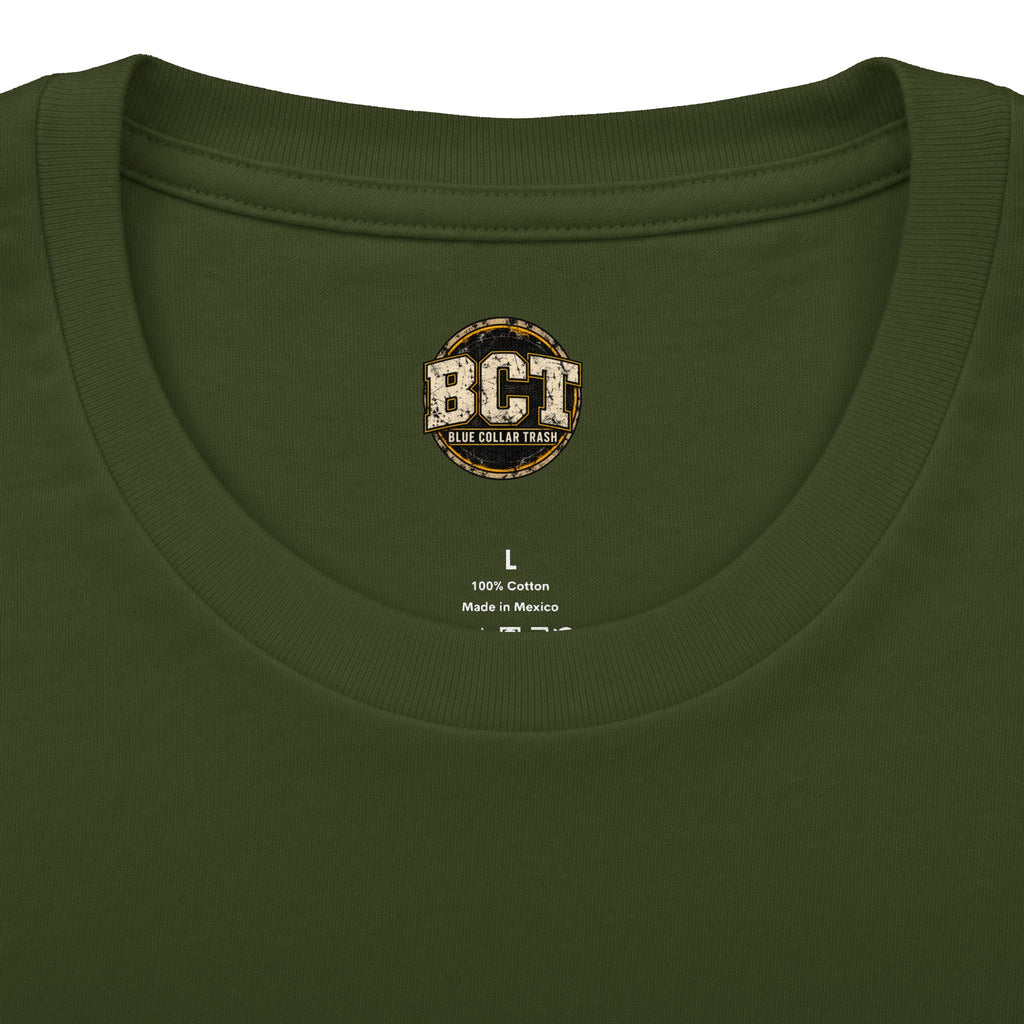 These Dirty Hands Built This Life blue collar shirt with couple, truck and dog back print