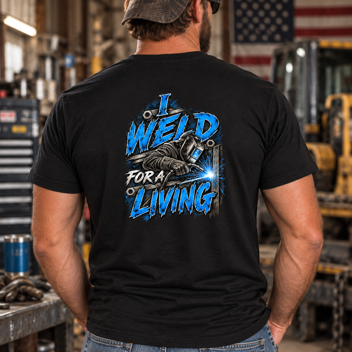 I Weld for a Living T-Shirt | Welding Helmet Graphic Tee, Welder Shirt