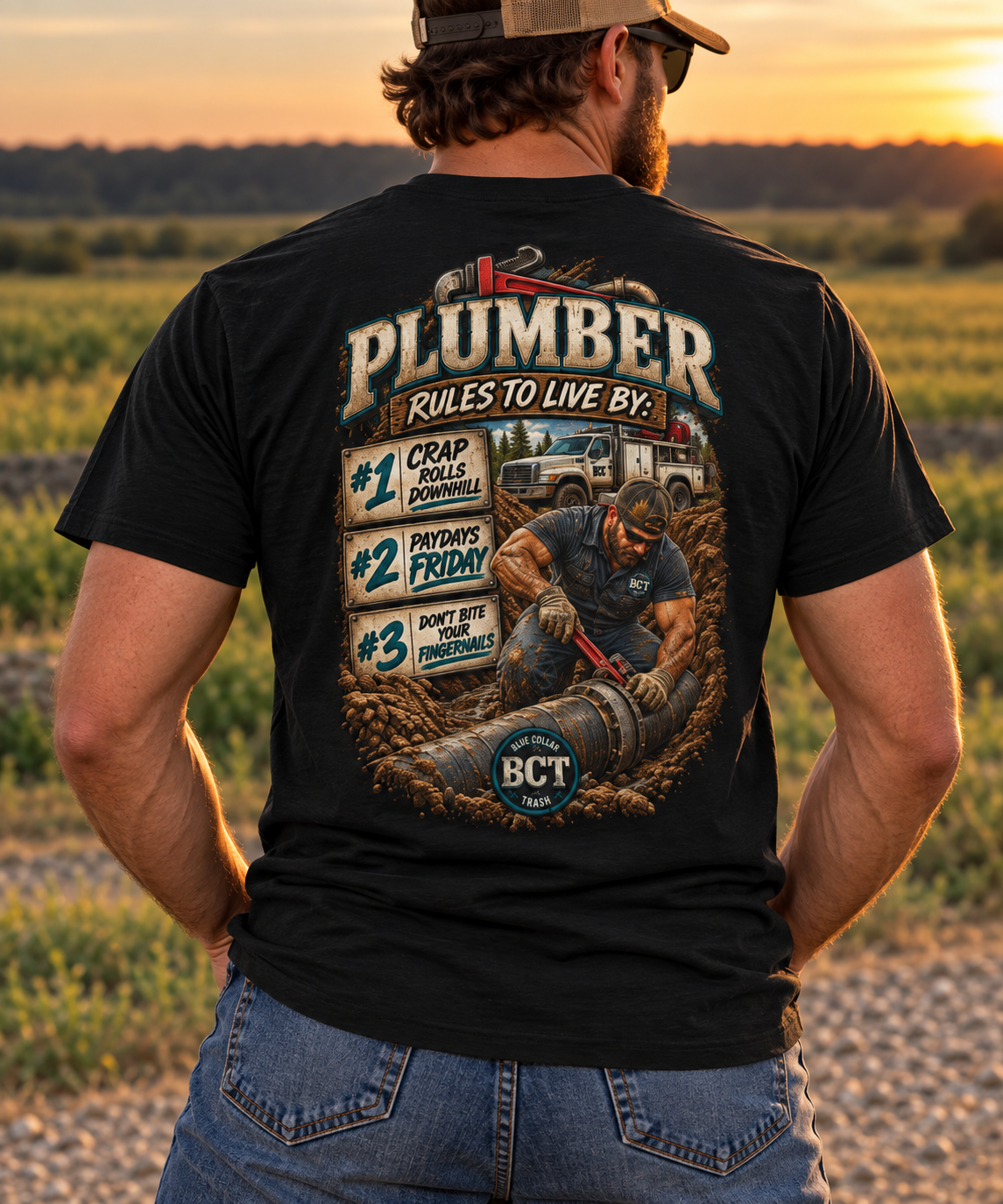 Plumber Rules to Live By Shirt | Funny Plumber & Blue Collar Tee