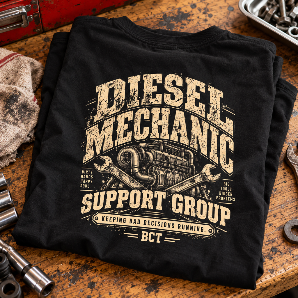Funny diesel mechanic tee by Blue Collar Trash