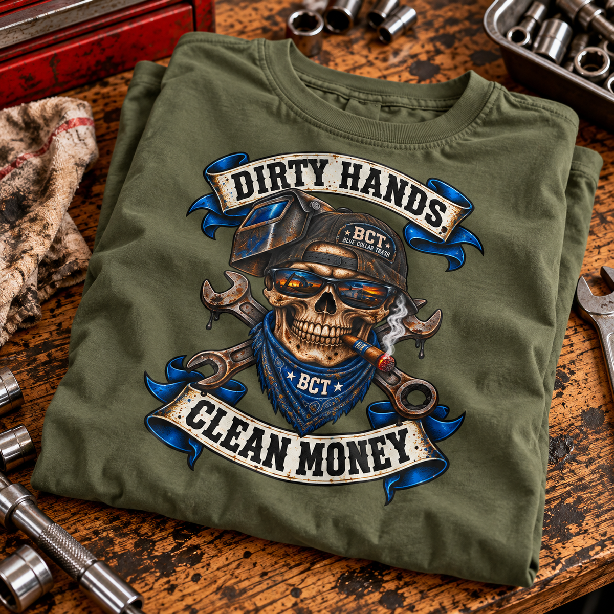 Welder and mechanic skull tee by Blue Collar Trash