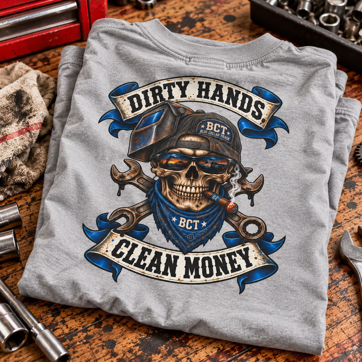 Welder and mechanic skull tee by Blue Collar Trash