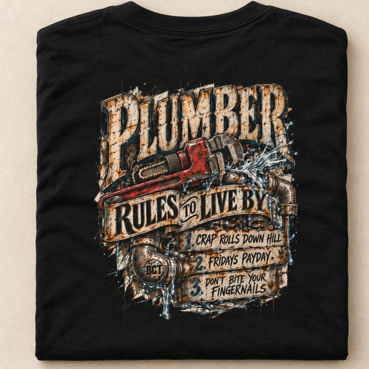 Funny plumber tee by Blue Collar Trash