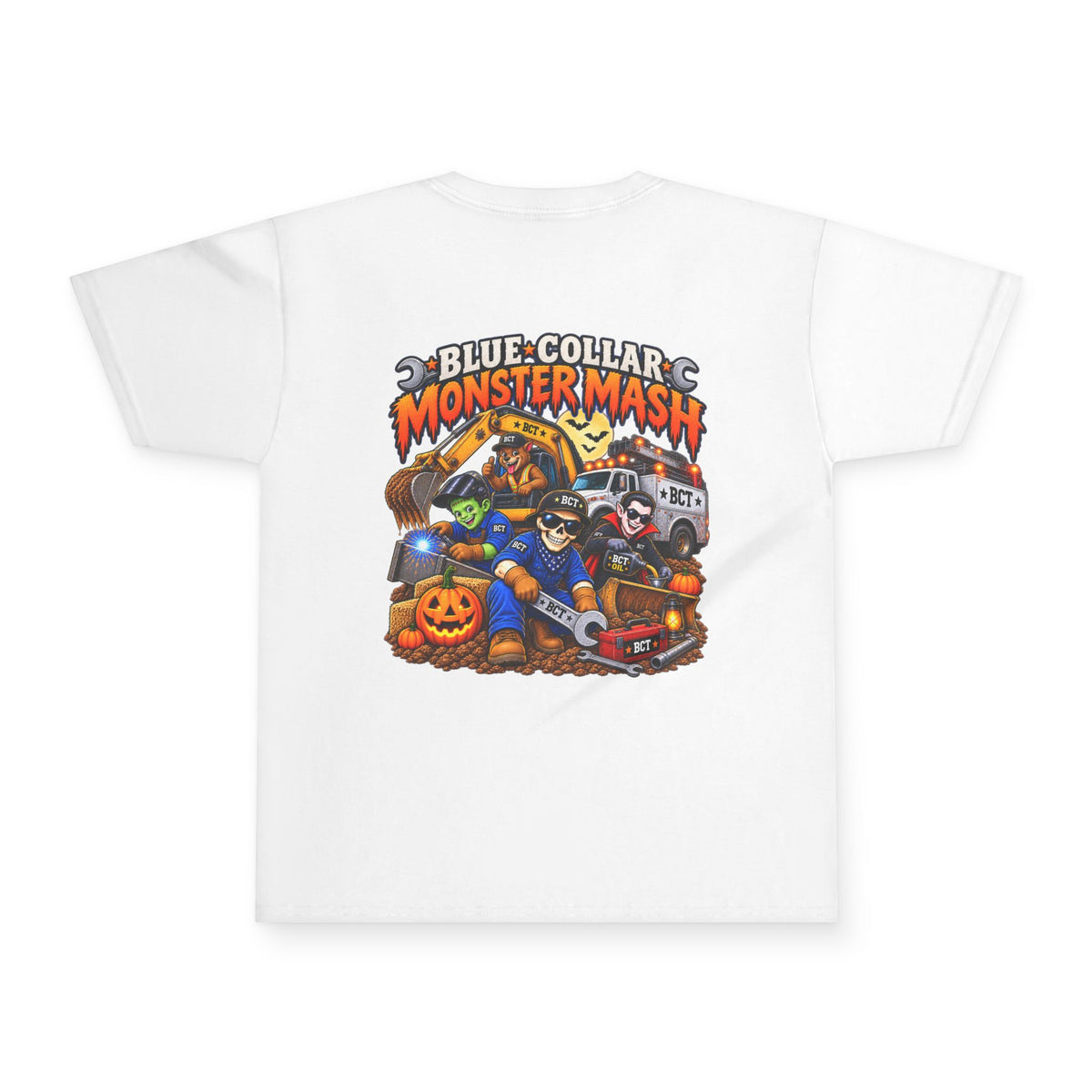 Blue Collar Monster Mash Kids Shirt | Boys Halloween Heavy Equipment Tee