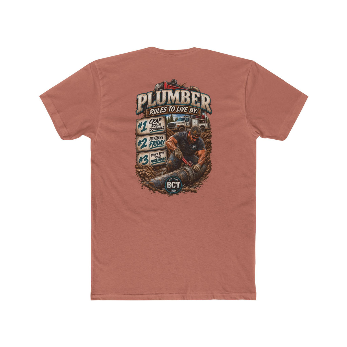 Plumber Rules to Live By Shirt | Funny Plumber & Blue Collar Tee