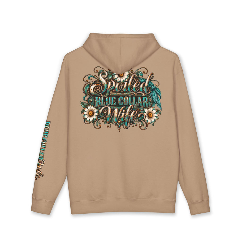 Spoiled Blue Collar Wife Hooded Sweatshirt | Floral Rustic Back Design