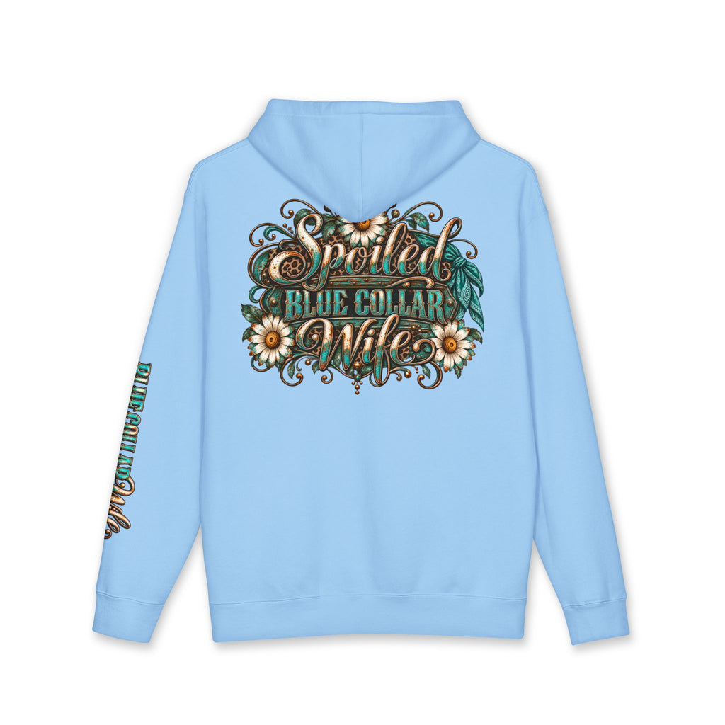 Spoiled Blue Collar Wife Hooded Sweatshirt | Floral Rustic Back Design