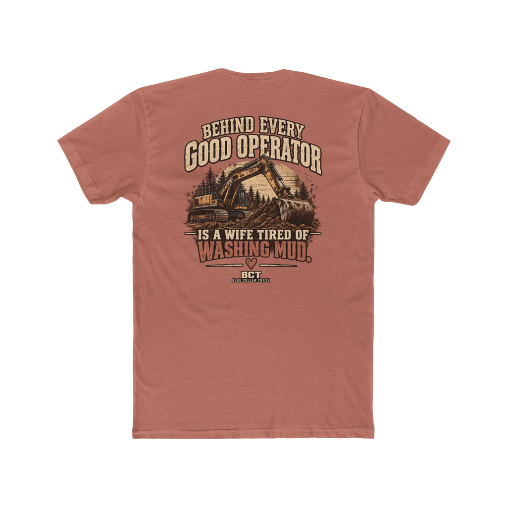 Funny heavy equipment wife tee with excavator graphic by Blue Collar Trash