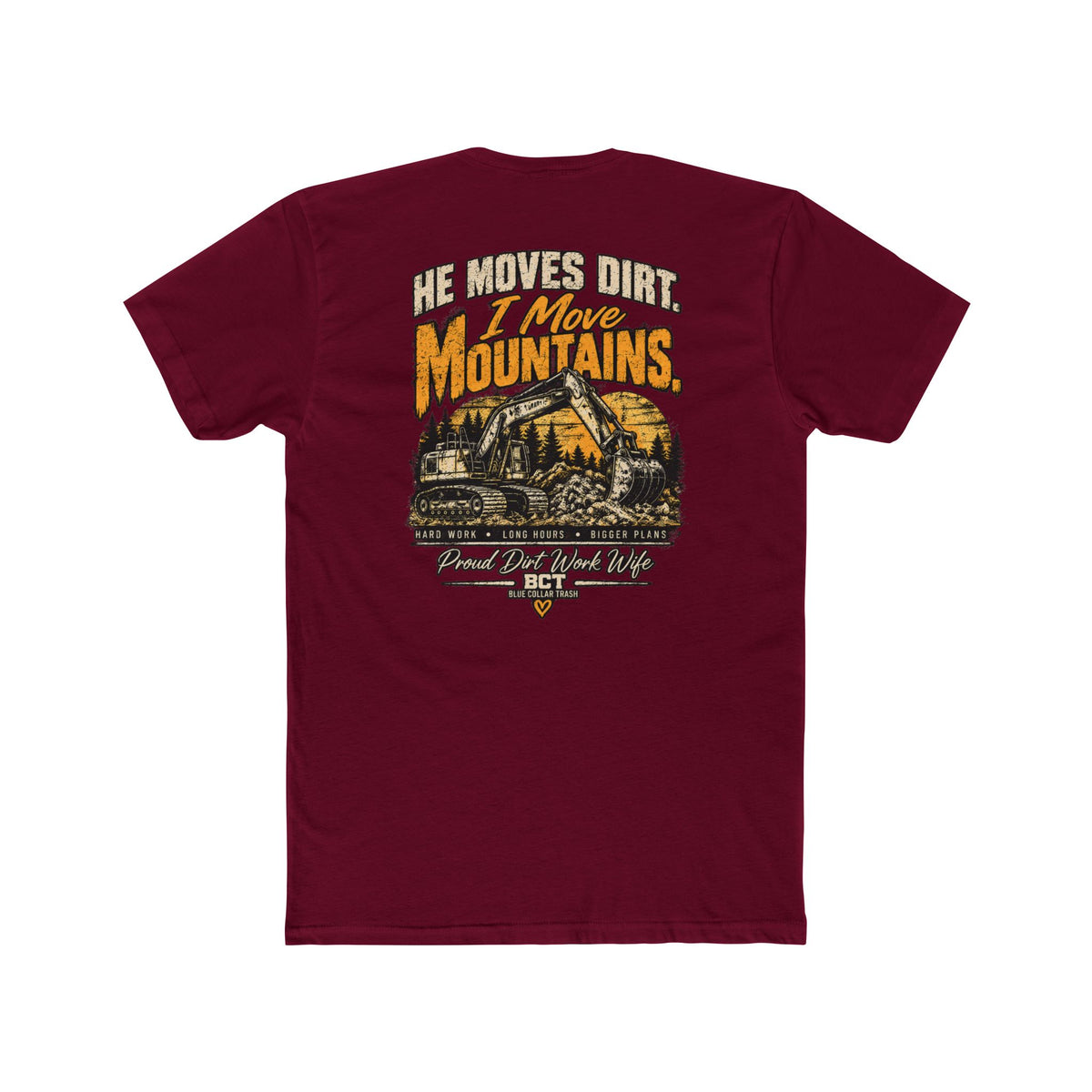 Dirt work wife tee with vintage excavator graphic by Blue Collar Trash