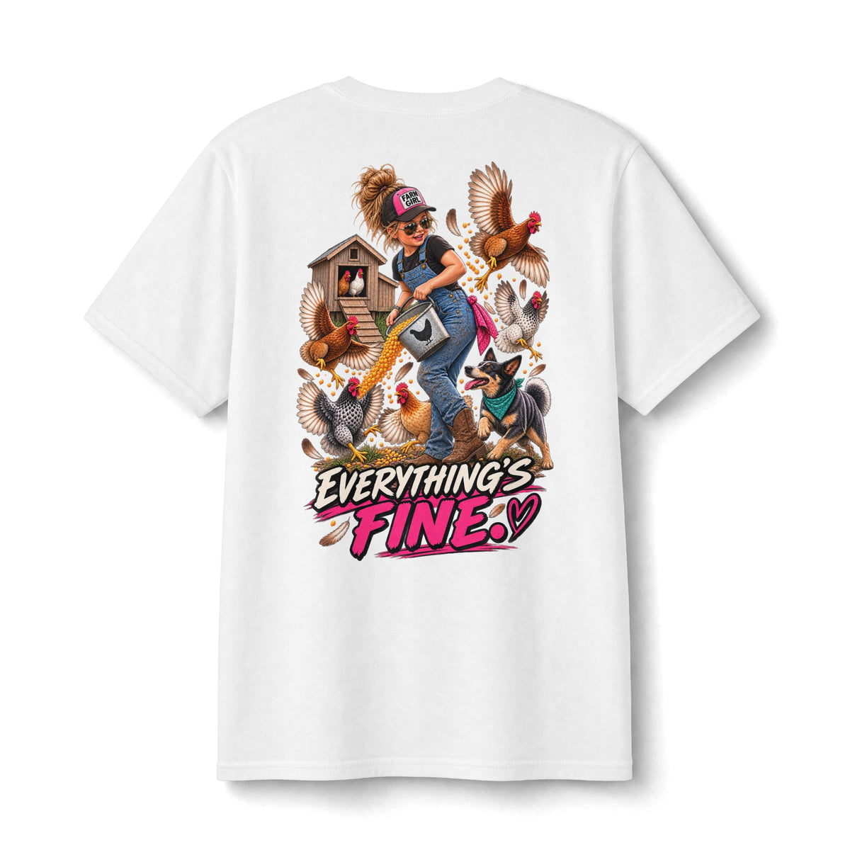Everything’s Fine Chicken Chaos Kids Shirt | Funny Farm Girl Tee