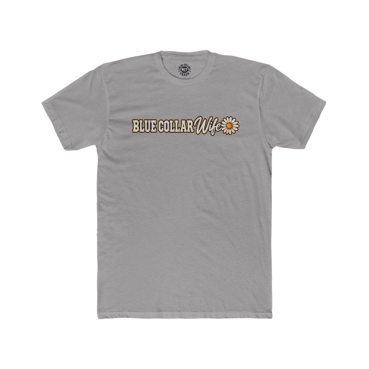 Spoiled Blue Collar Wife Funded by Overtime shirt with farm girl, chickens and sunflowers back print