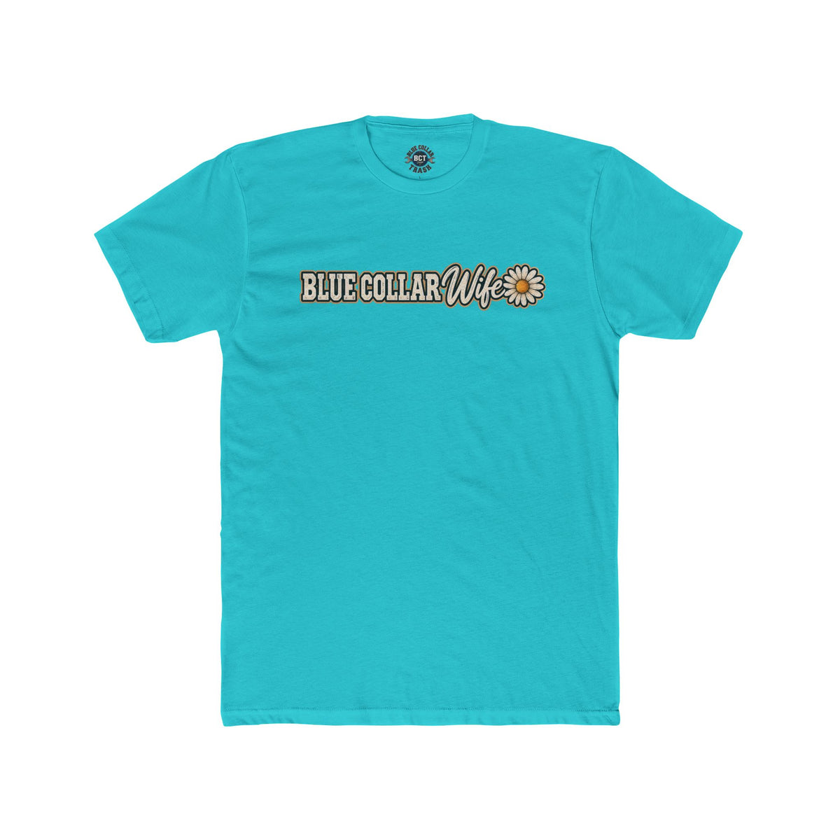 Spoiled Blue Collar Wife Funded by Overtime shirt with farm girl, chickens and sunflowers back print
