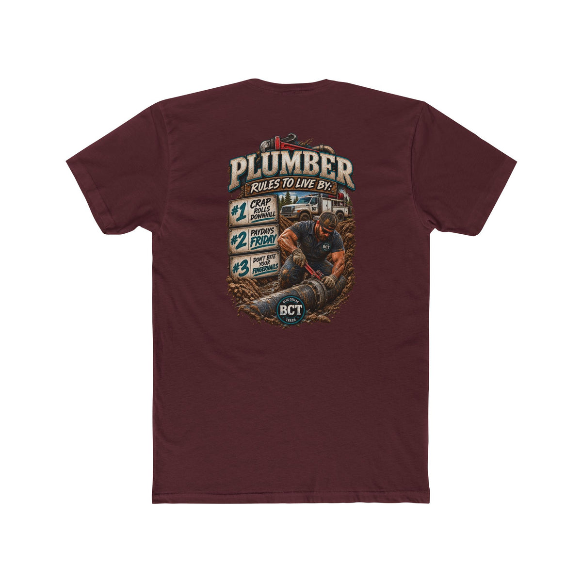 Plumber Rules to Live By Shirt | Funny Plumber & Blue Collar Tee