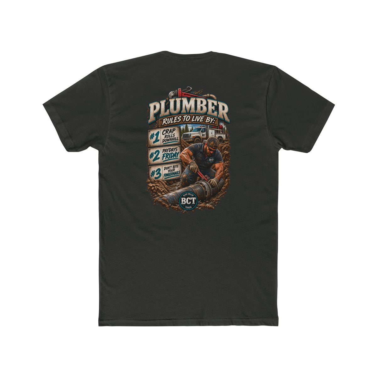 Plumber Rules to Live By Shirt | Funny Plumber & Blue Collar Tee