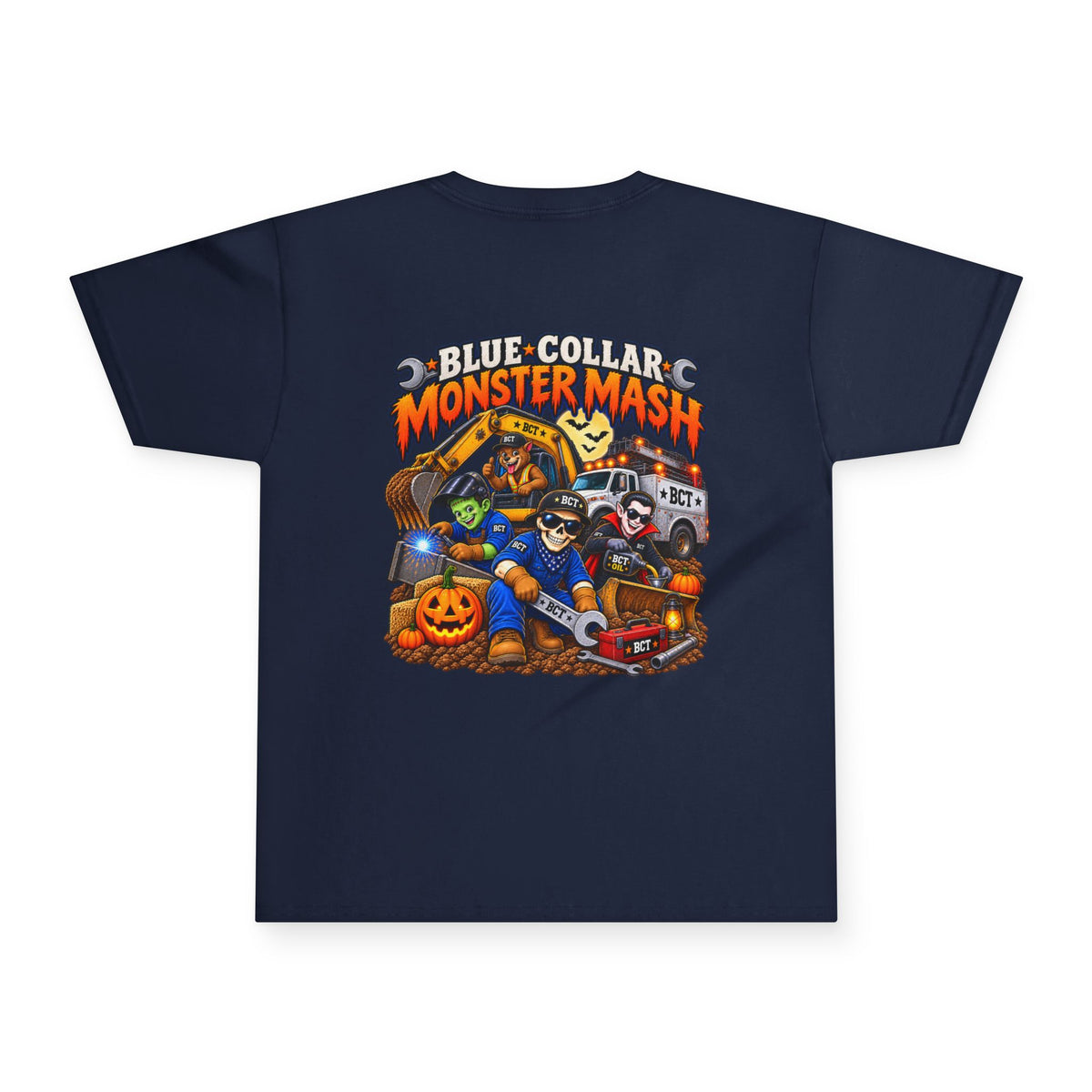 Blue Collar Monster Mash Kids Shirt | Boys Halloween Heavy Equipment Tee