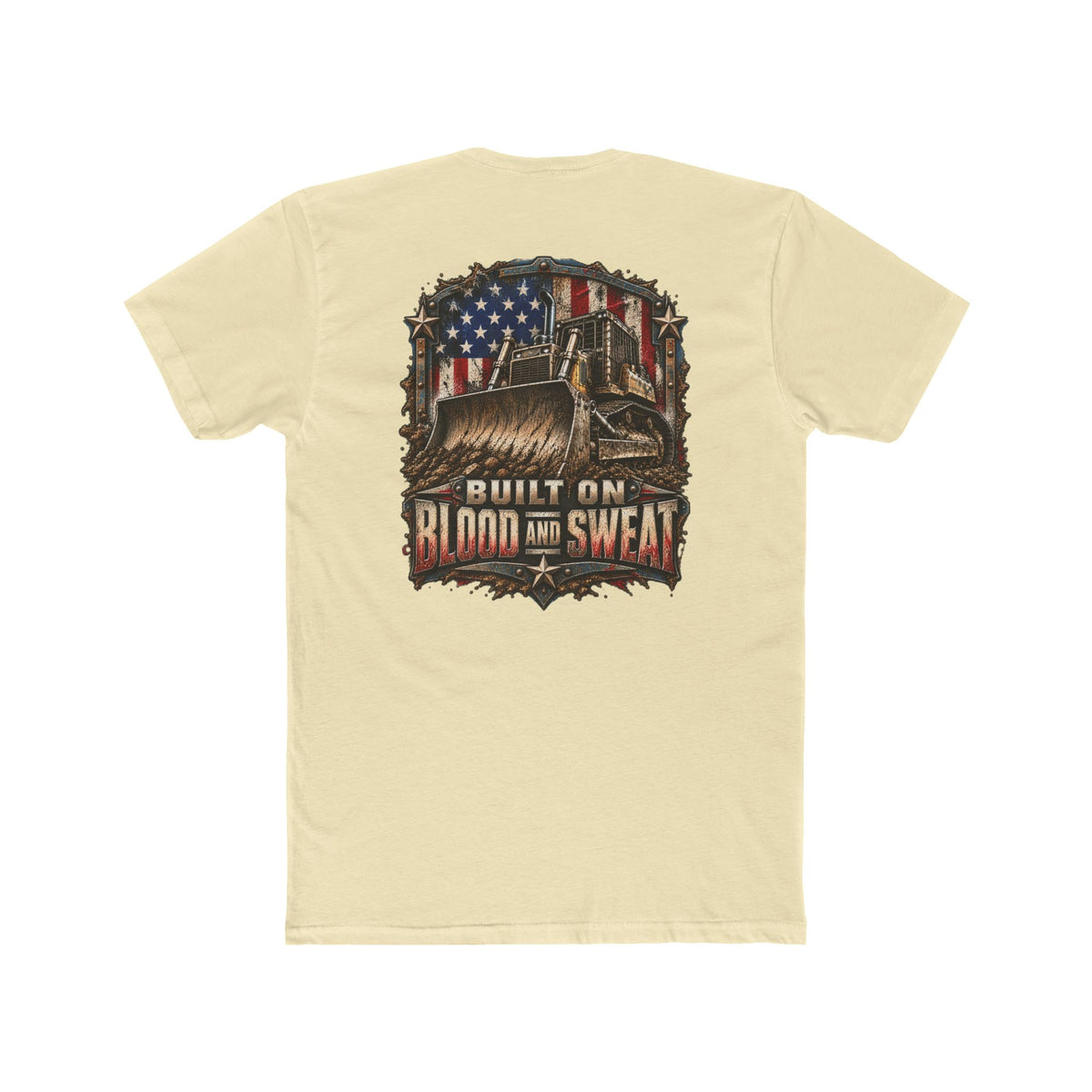 Built on Blood and Sweat Shirt | Heavy Equipment & American Flag Tee