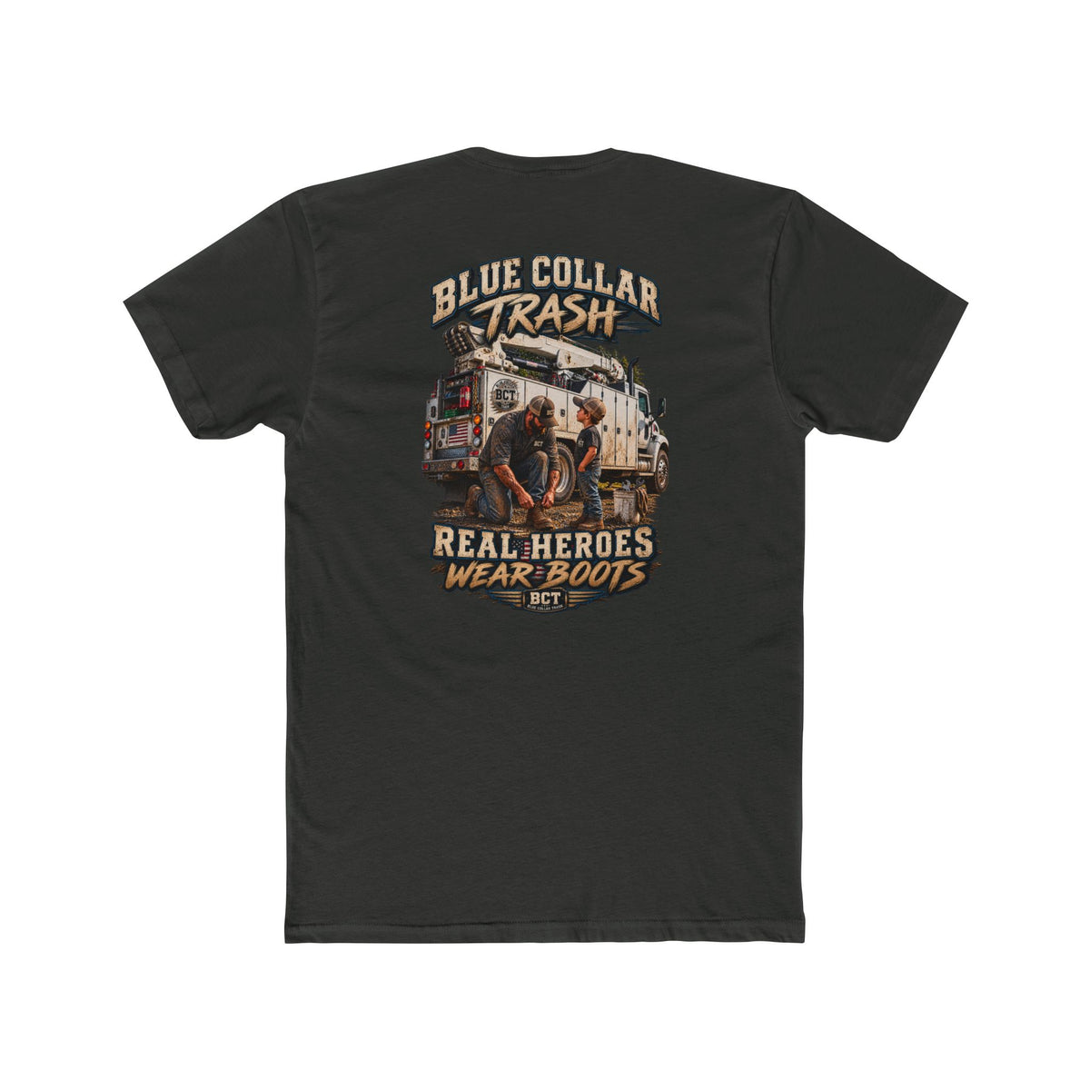Real Heroes Wear Boots | Blue Collar Dad & Mechanic Shirt