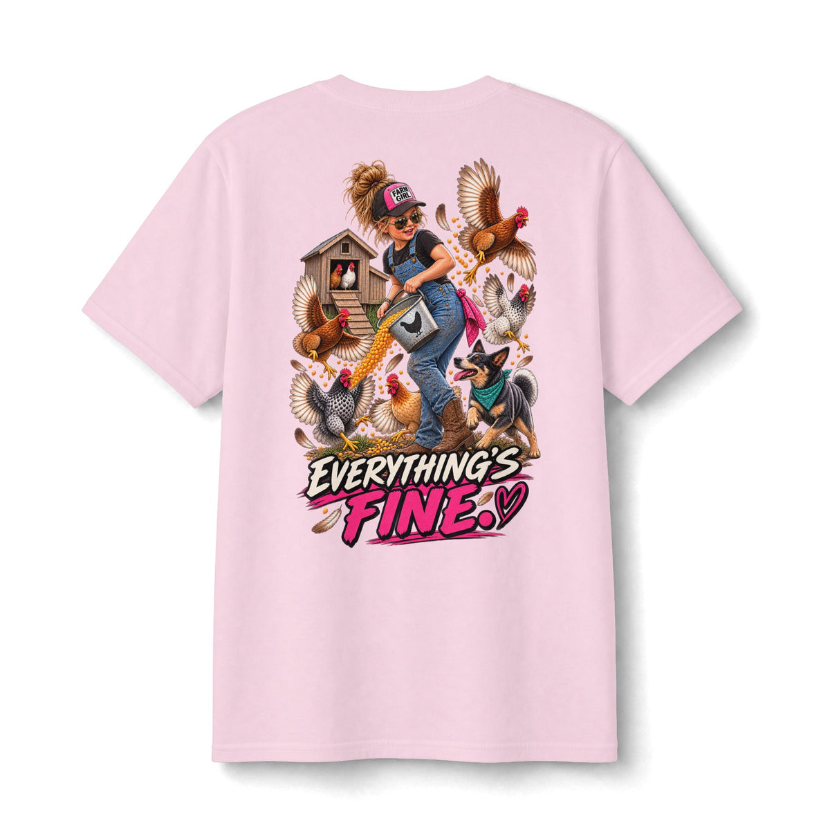 Everything’s Fine Chicken Chaos Kids Shirt | Funny Farm Girl Tee