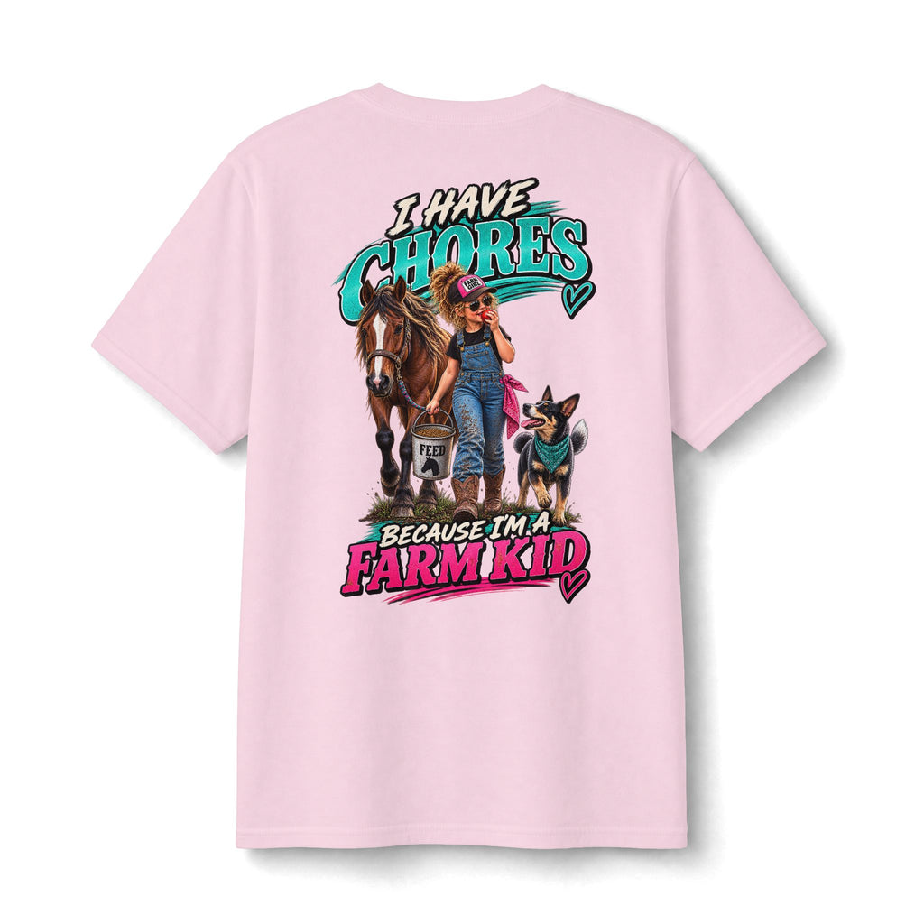 I Have Chores Because I’m a Farm Kid Shirt | Girls Farm & Horse Tee