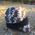 Cowhide lace reversible welding cap with black band, handmade western women's 8 panel welding hat